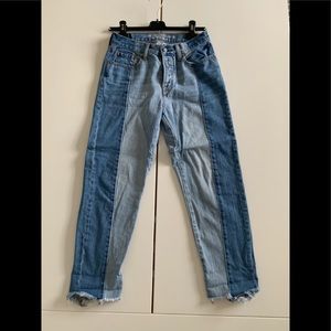 Baggy different toned jeans